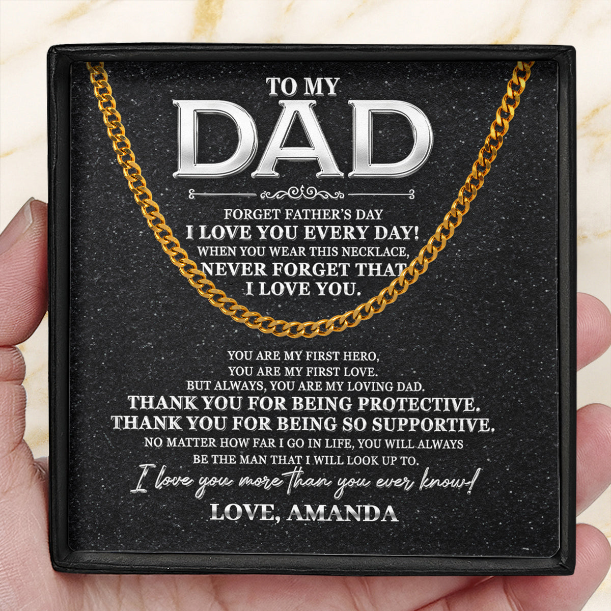 Never Forget That I Love You Dad - Personalized Men's Cuban Link Chain