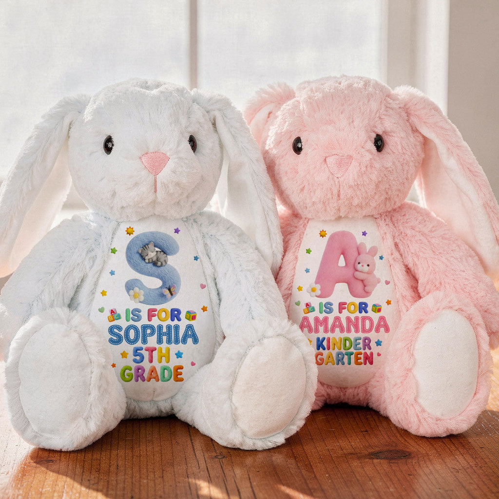 Fluffy Alphabet Back To School - Personalized Stuffed Bunny