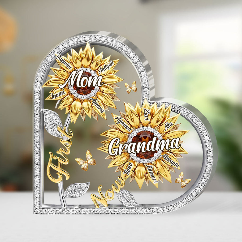 Sunflower For Mom And Grandma - Personalized Custom Shaped Acrylic Plaque