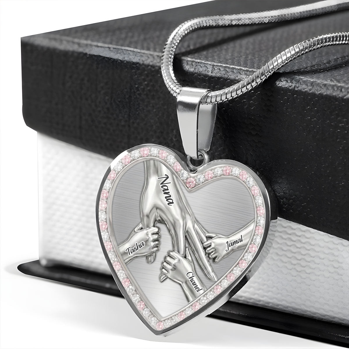 We Love You Nana And Mommy - Personalized Heart Necklace