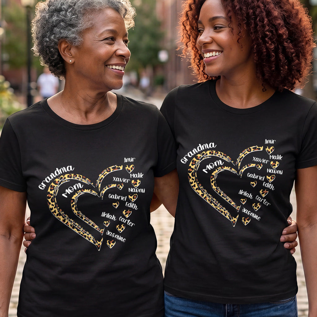Grandma Mom Heart - Personalized 2D Unisex T-shirt