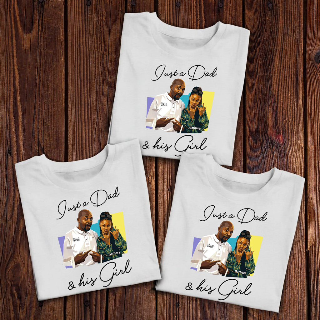Custom Photo Poster Art Just A Dad And His Girl - Personalized 2D Unisex T-shirt