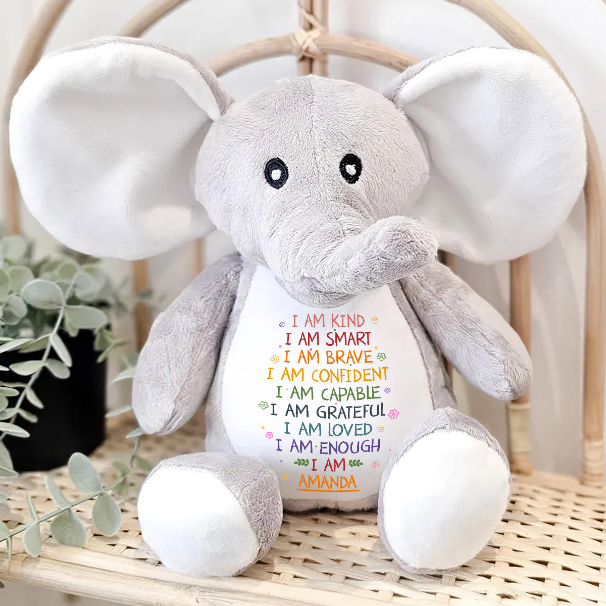 I Am - Personalized Stuffed Elephant