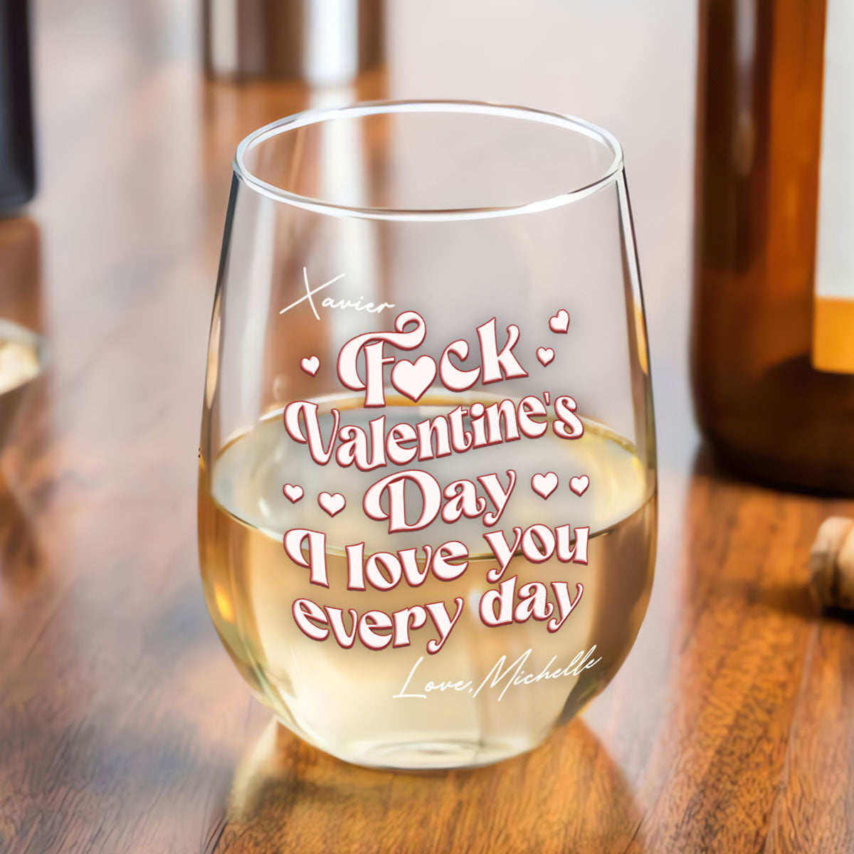 I Love You Everyday Vintage - Personalized Stemless Wine Glass