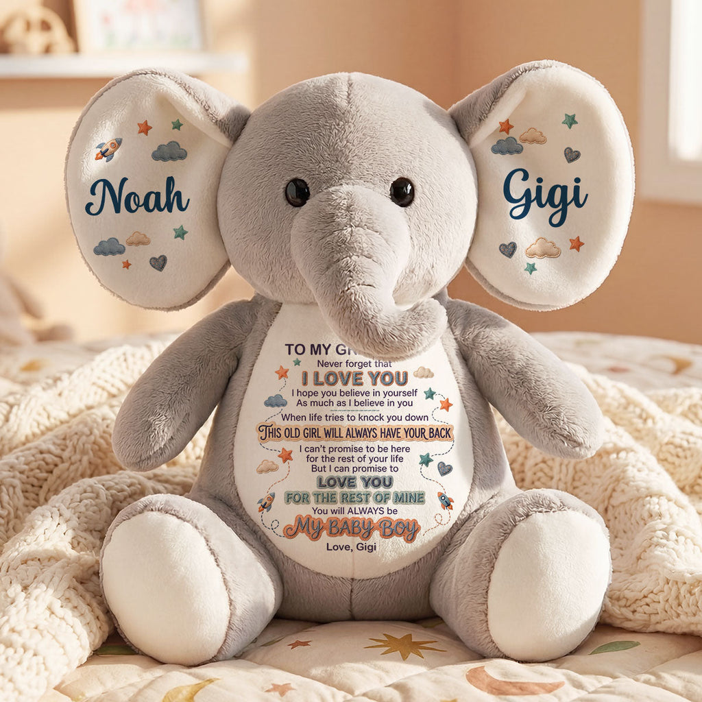 Never Forget That I Love You - Personalized Stuffed Elephant