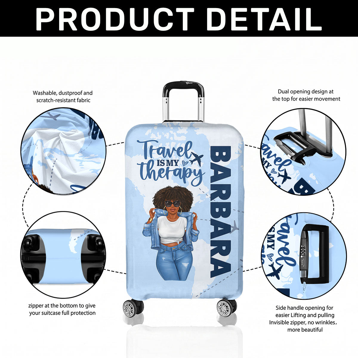 Travel Is My Therapy - Personalized Luggage Cover