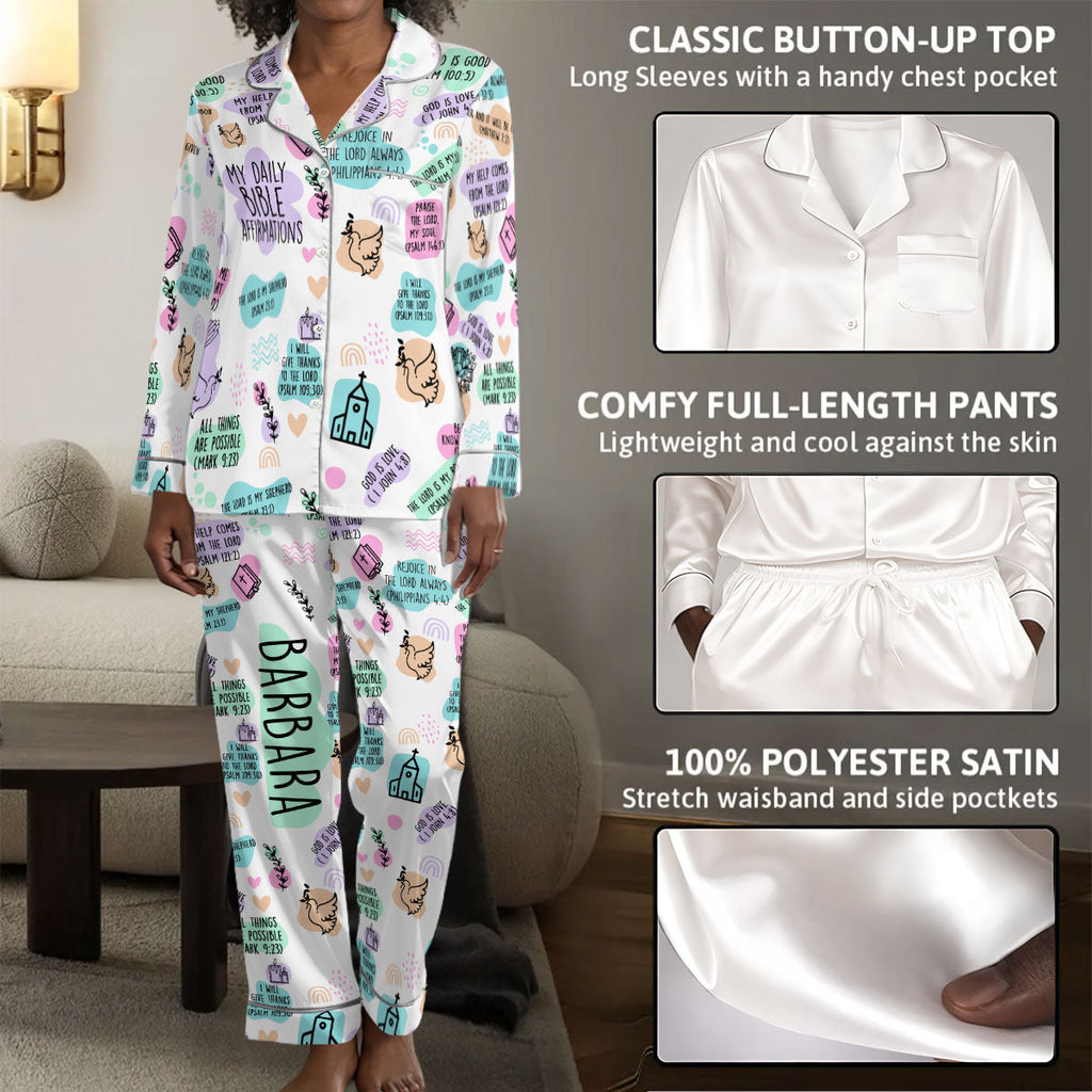 My Daily Bible Affirmations  - Personalized Satin PJM Set