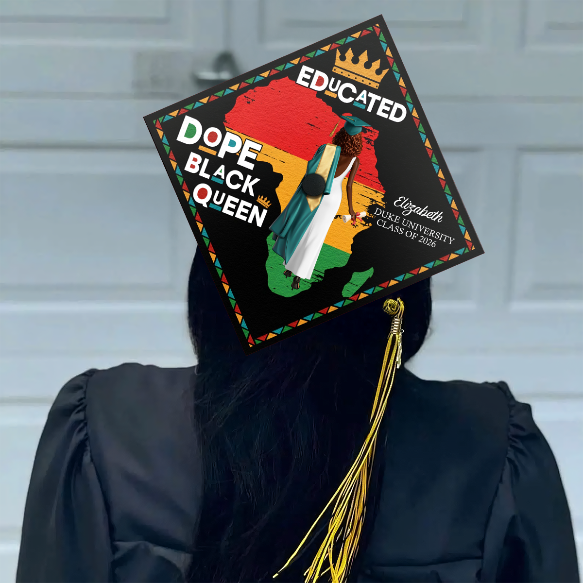 Dope Black Queen - Personalized Graduation Cap Topper