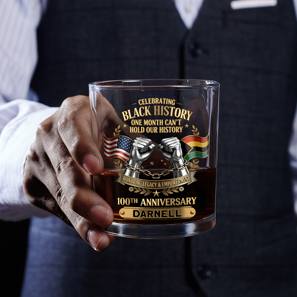 Black History Month - Personalized Round Whiskey Glass