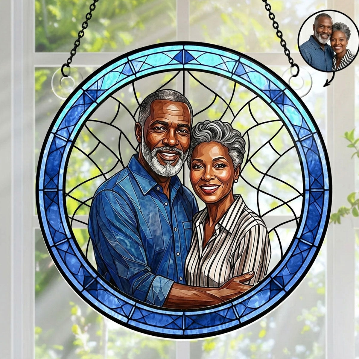 Custom Photo Portrait Couple Family  - Personalized Acrylic Suncatcher