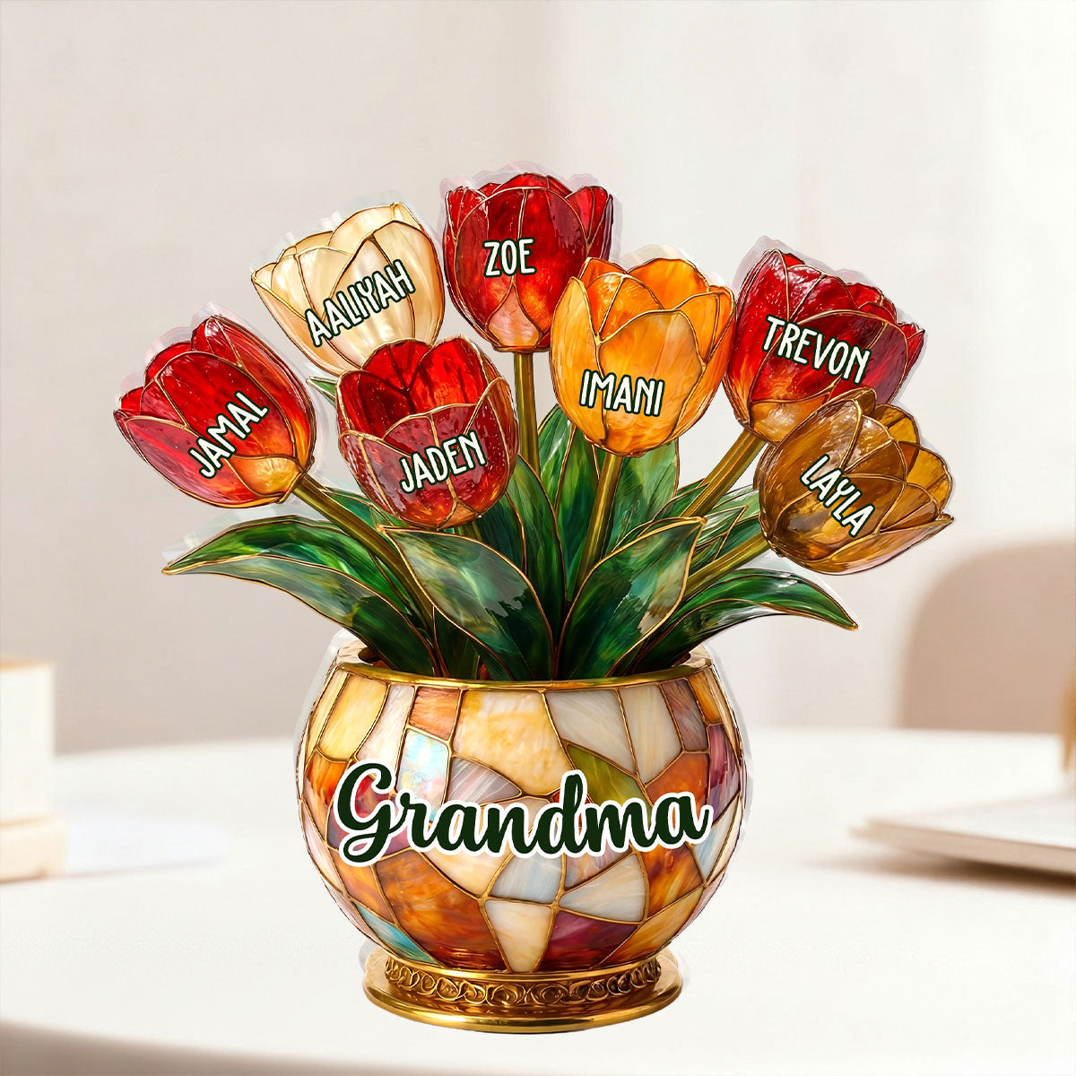 Grandma’s Blooming Love - Personalized Custom Shaped Acrylic Plaque