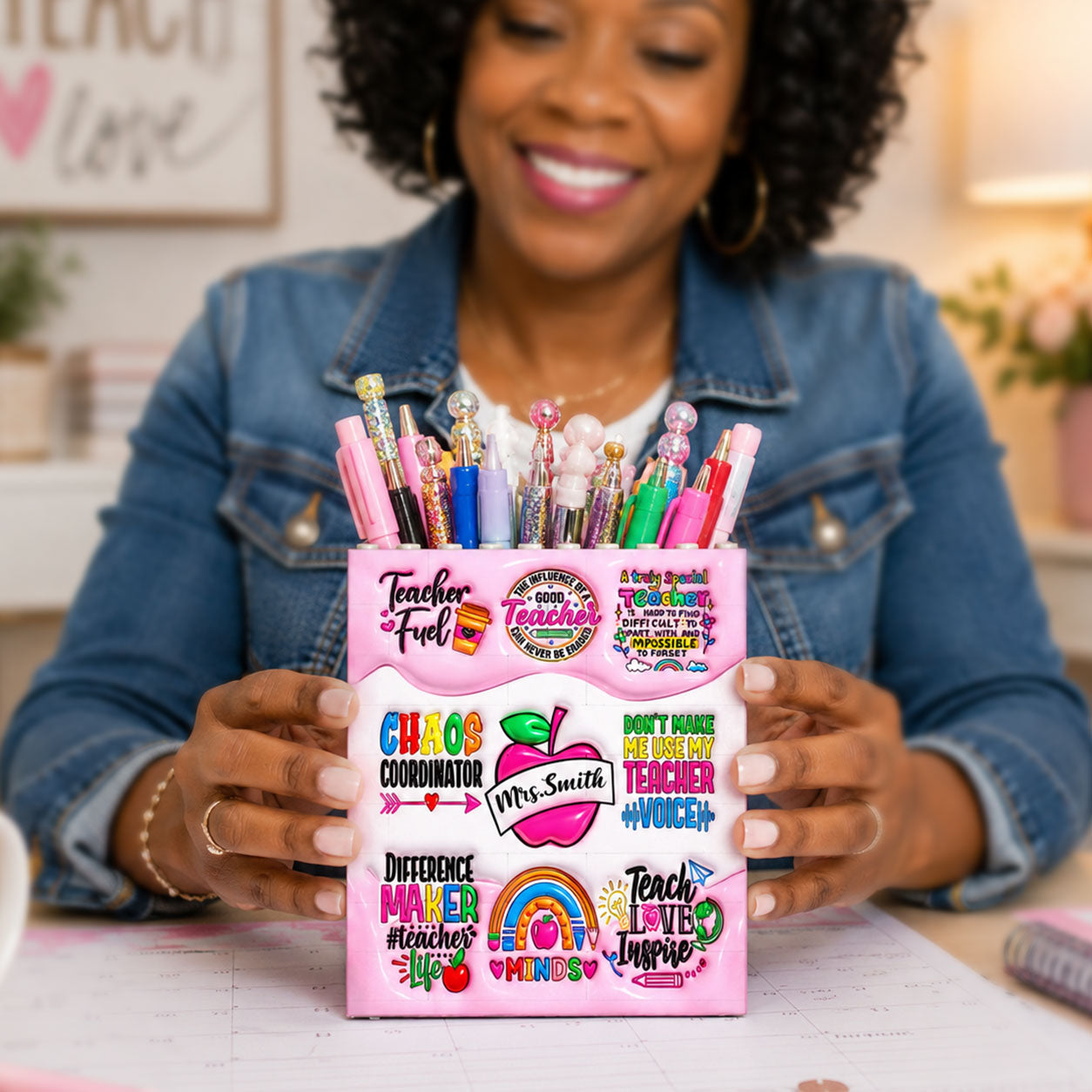 Teacher Fuel Chaos Ordinator - Personalized Building Brick Pen Holder