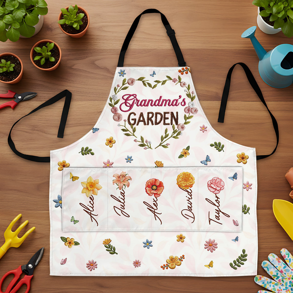Grandma's Garden - Personalized Apron With Pocket