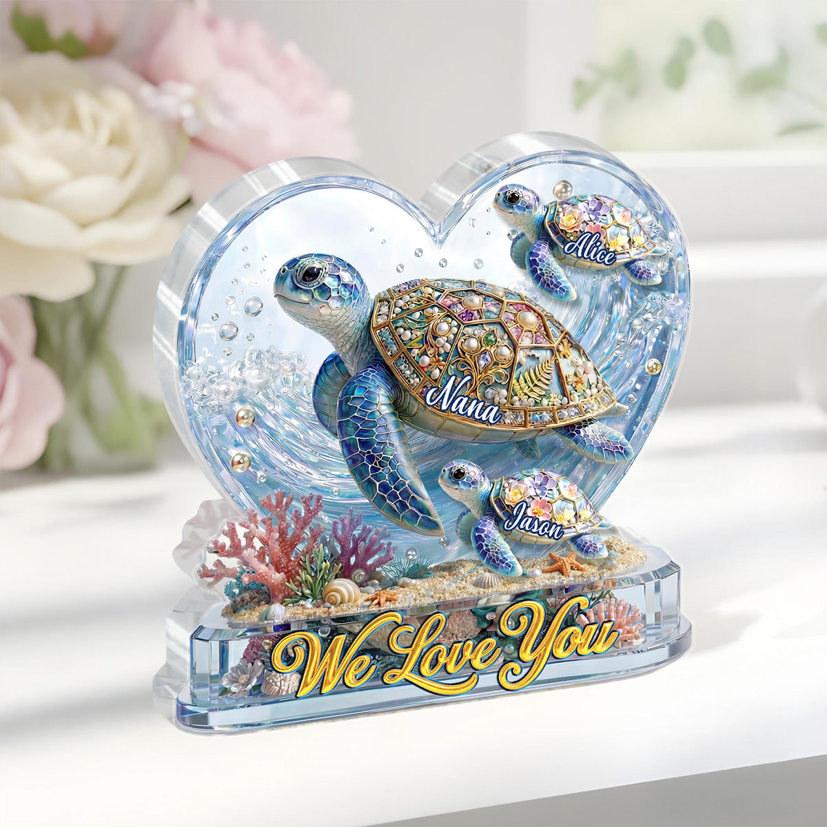Grandma Mom Turtle - Personalized Custom Shaped Acrylic Plaque