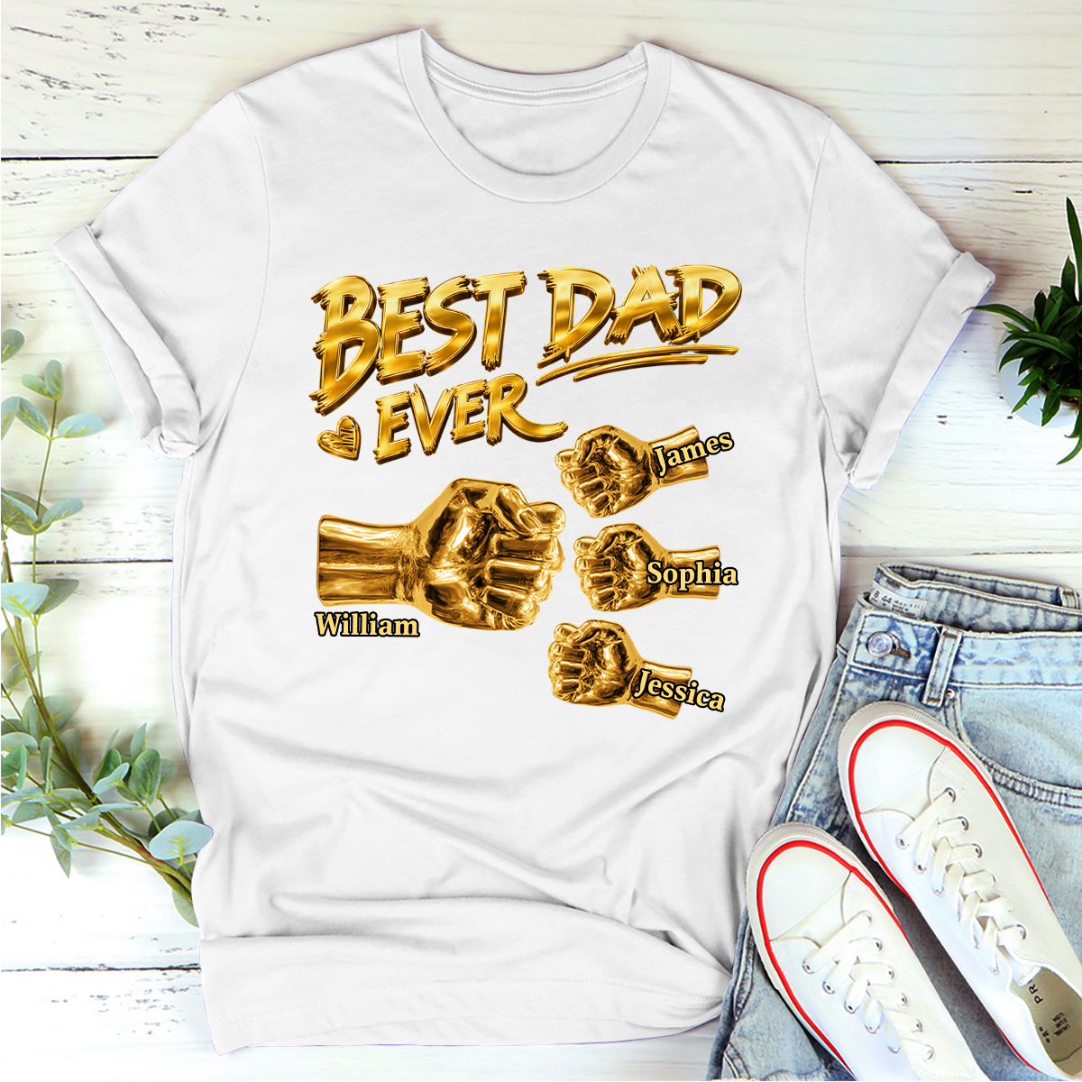 Best Dad Ever - Personalized 2D Unisex T-shirt