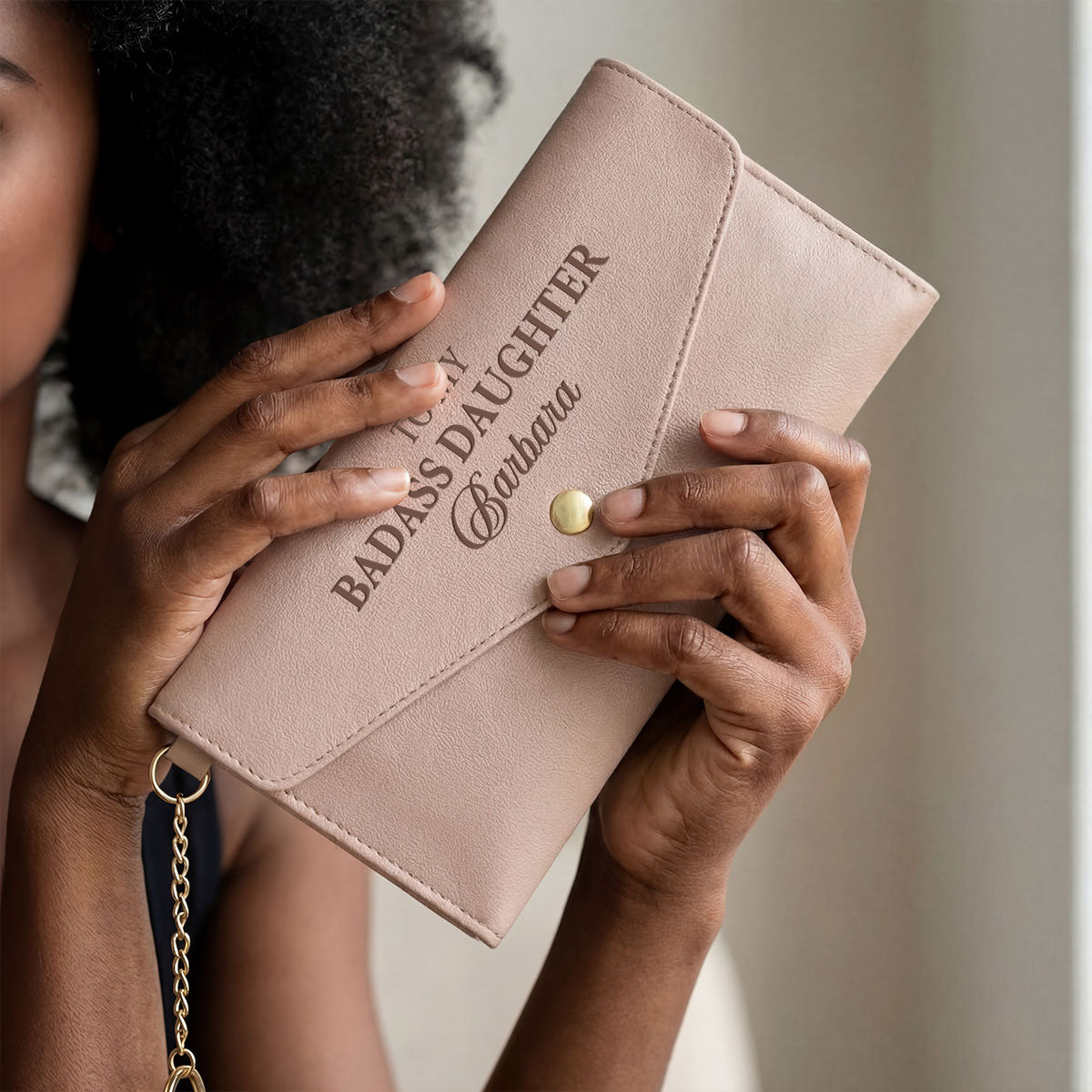 From Mom To Badass Daughter - Personalized Leather Envelope Wallet