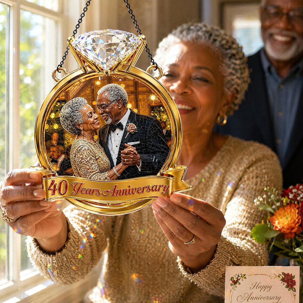 Custom Photo Stained Glass Portrait Couple Anniversary Gift - Personalized Acrylic Suncatcher