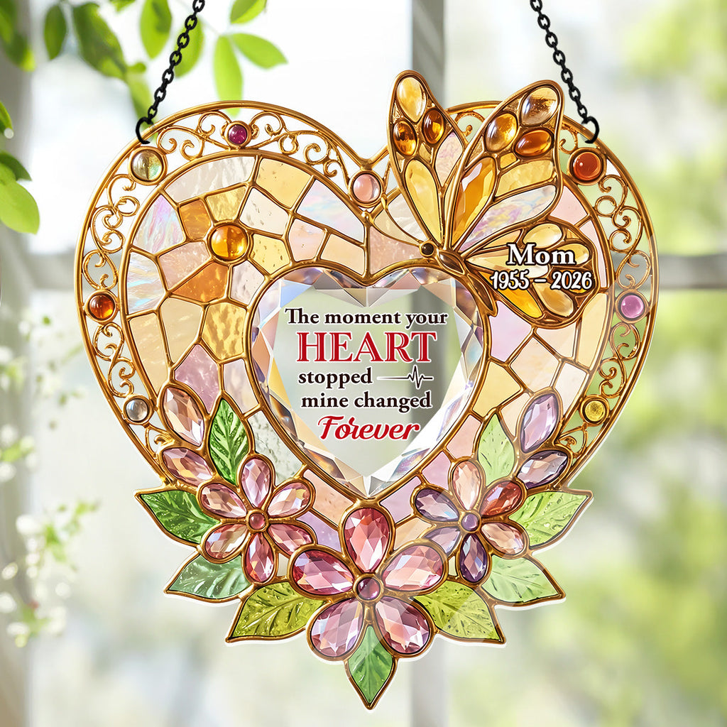The Moment Your Heart Stopped Mine Changed Forever - Personalized Acrylic Suncatcher