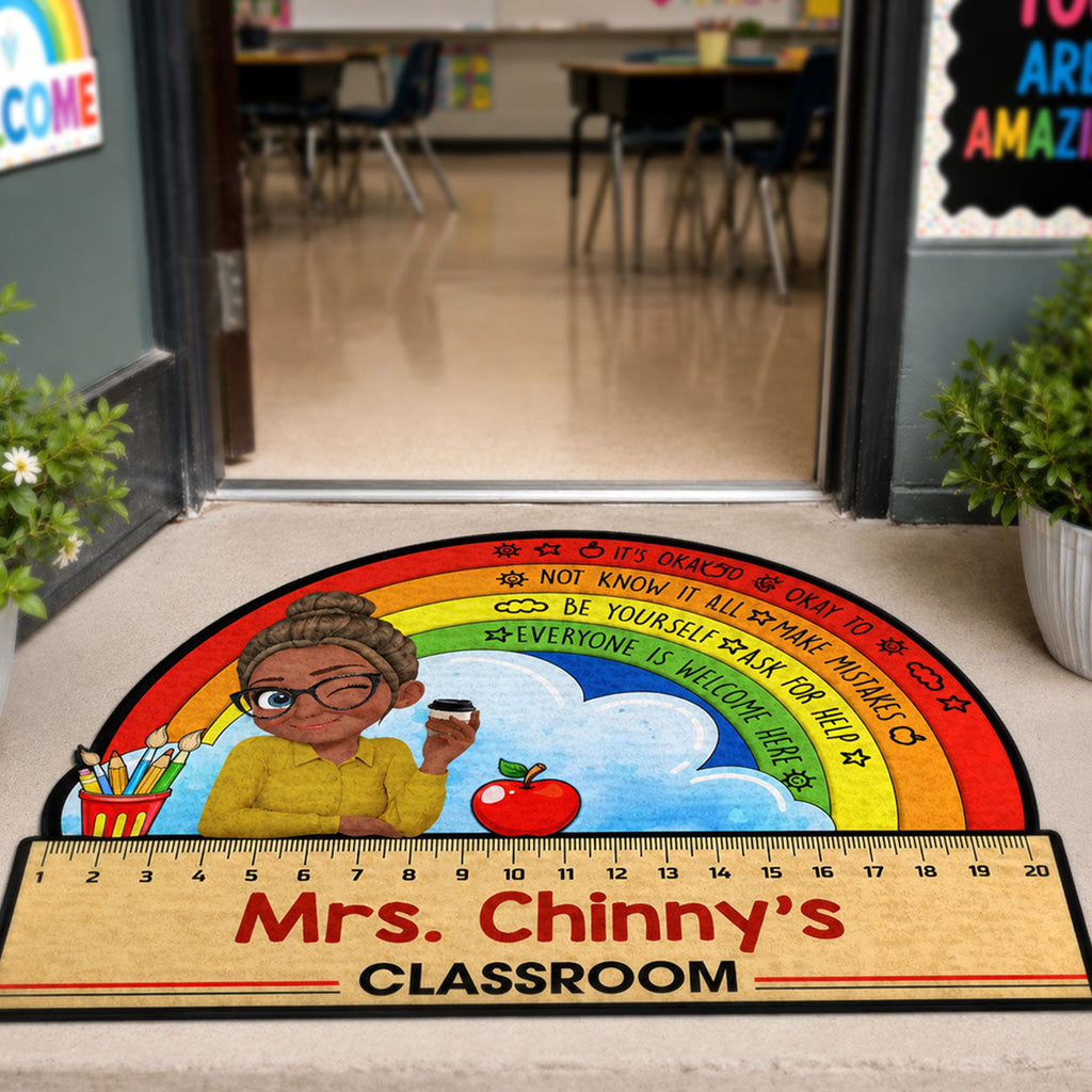 Everyone Is Welcome In My Classroom - Personalized Custom Shape Doormat