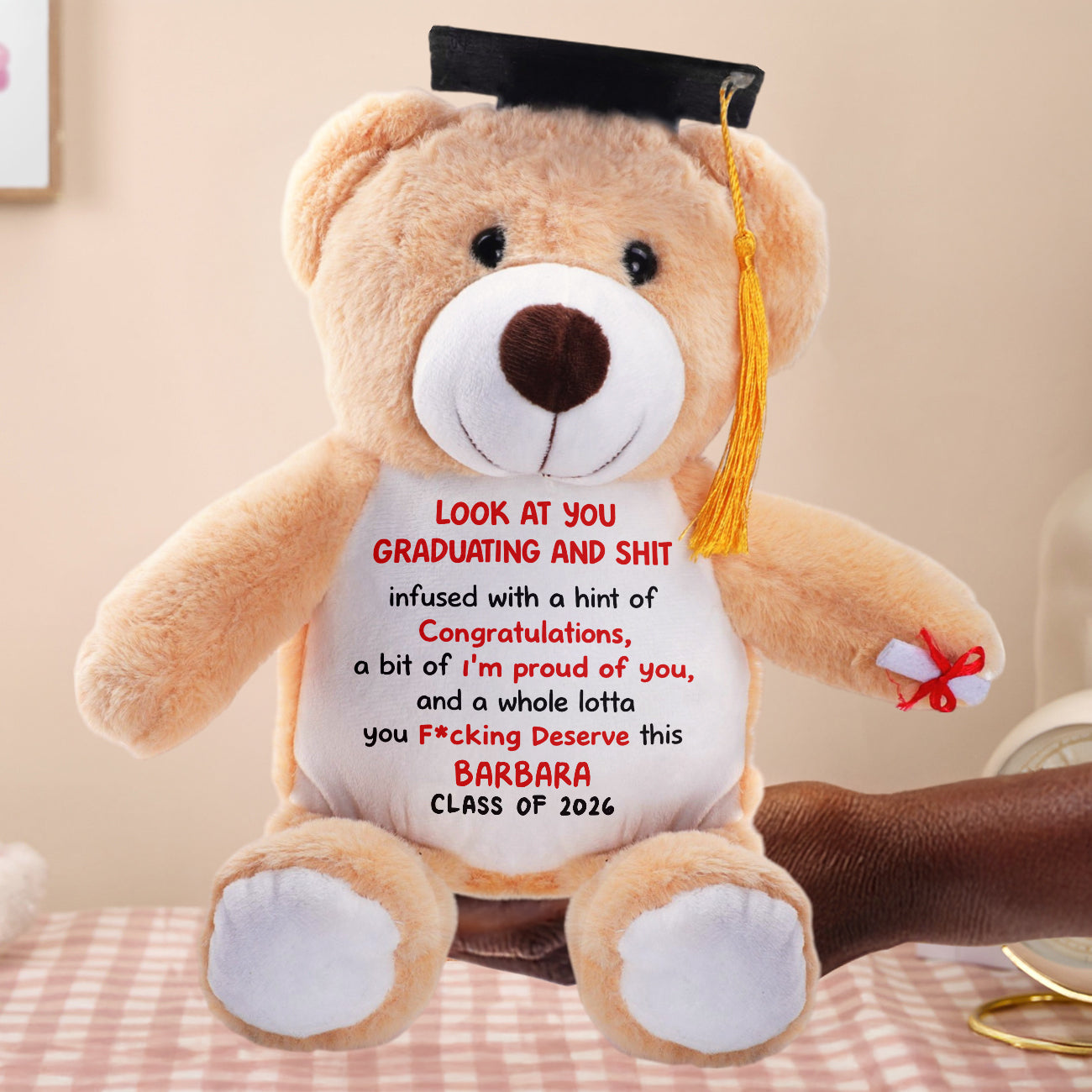Look At You Graduating And Shit - Personalized Graduation Teddy Bear