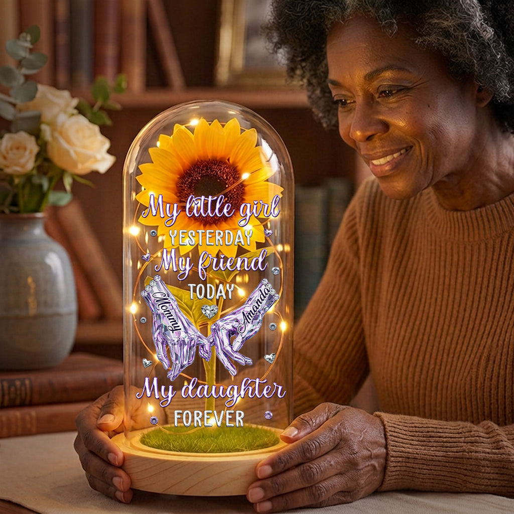 My Little Girl Yesterday, My Friend Today, My Daughter Forever  - Personalized Sunflower Dome Lamp