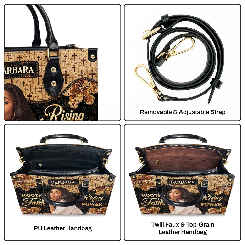 Rooted In Faith Rising In Power - Personalized Leather Handbag