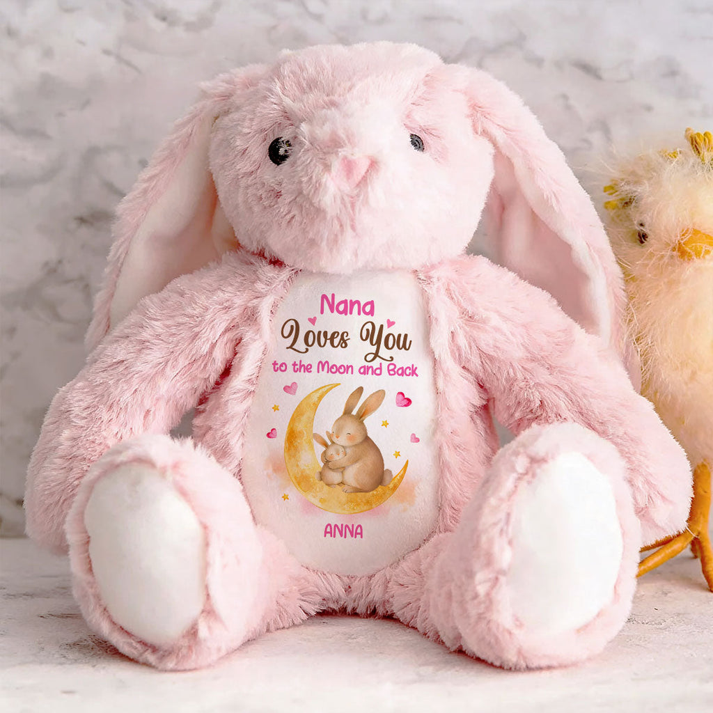 Bunny Grandma And Grandchild Moon Love - Personalized Stuffed Bunny