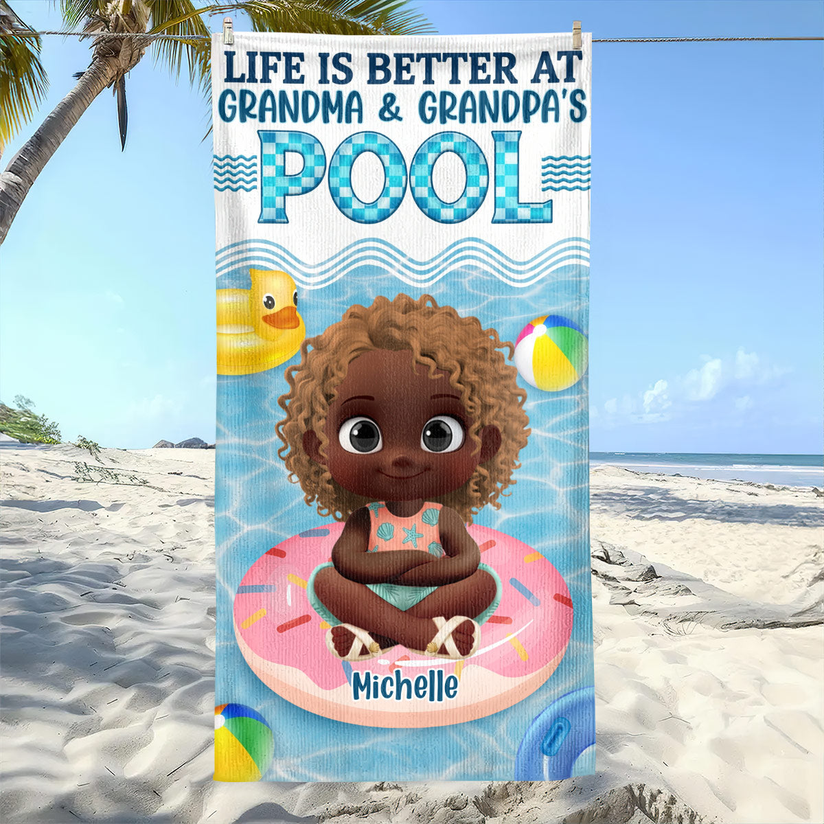 Life Is Better at Grandma & Grandpa's Pool - Personalized Beach Towel