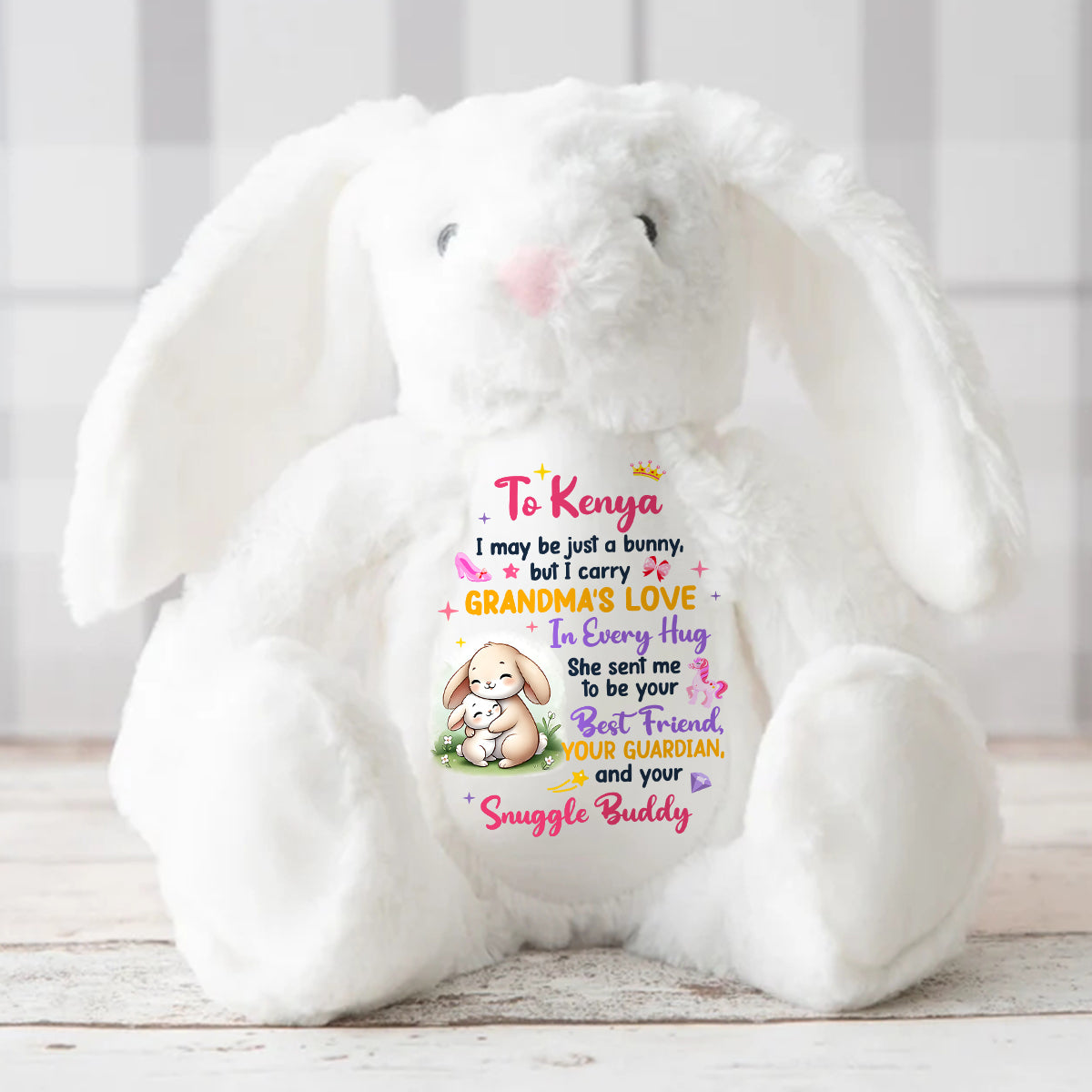 I Carry Love In Every Hug - Personalized Stuffed Bunny