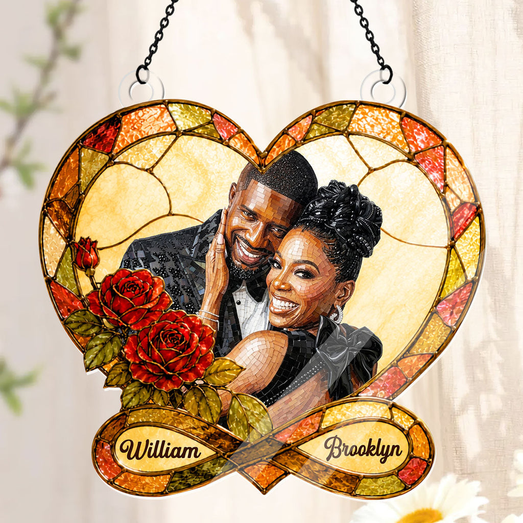 Custom Photo Stained Glass Infinity Love - Personalized Acrylic Suncatcher