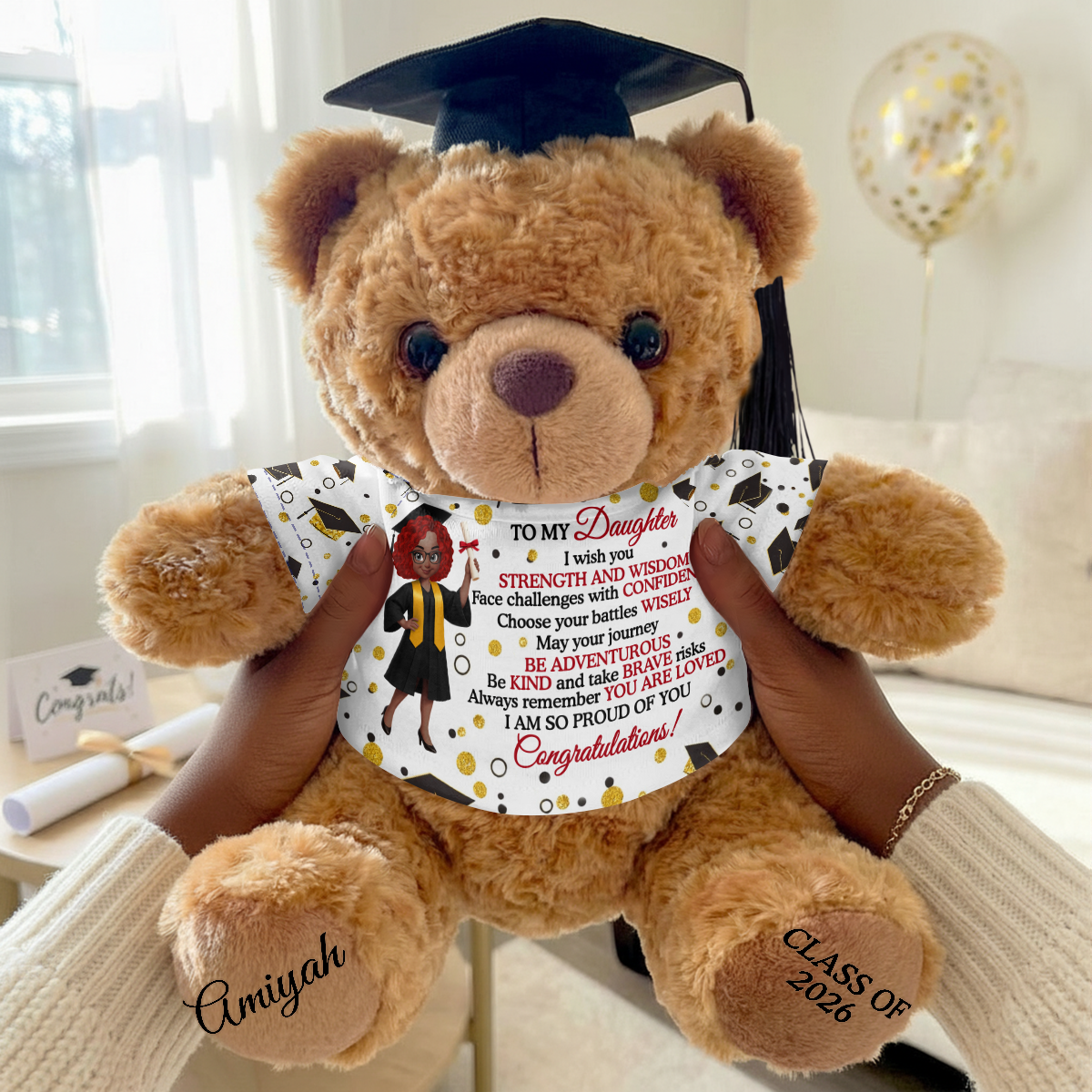 I Wish You Strength And Wisdom - Personalized Graduation Bear With Card