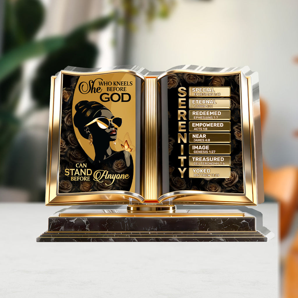 She Who Kneels Before God Can Stand Before Anyone - Personalized Custom Shaped Acrylic Plaque