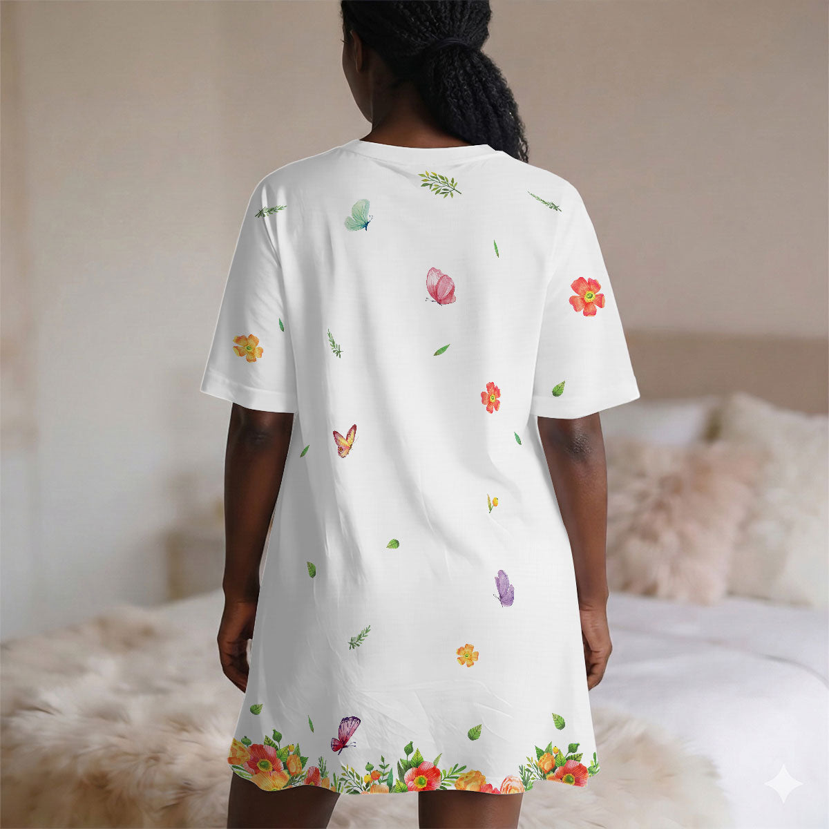 First Mom Now Grandma Butterfly Version - Personalized Sleep Tee