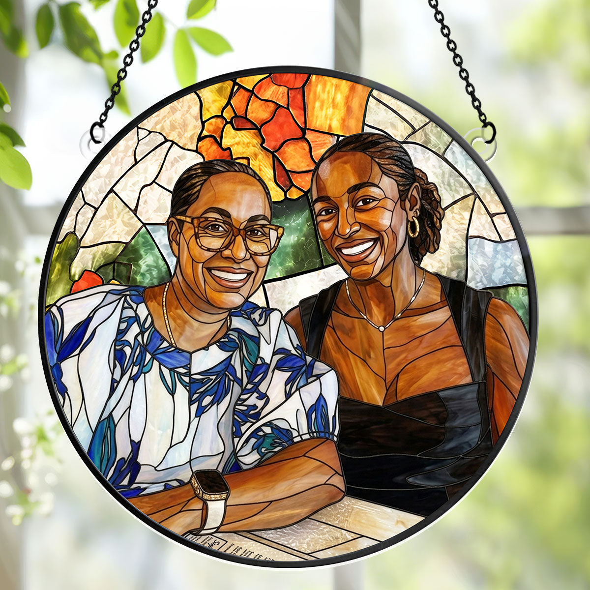 Custom Photo Portrait Mom Grandma Parents Family - Personalized Acrylic Suncatcher