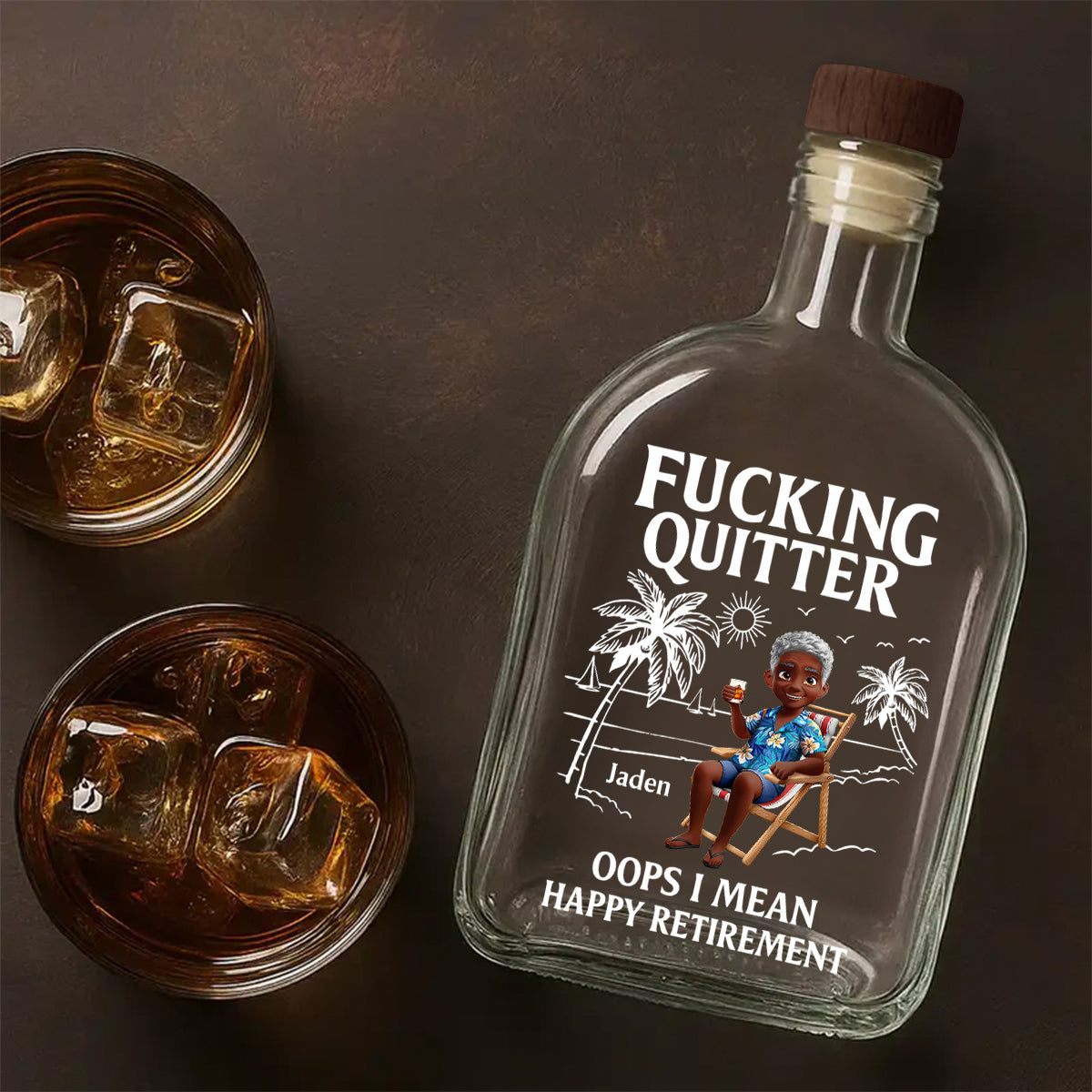 Oops I Mean Happy Retirement  - Personalized Whiskey Bottle