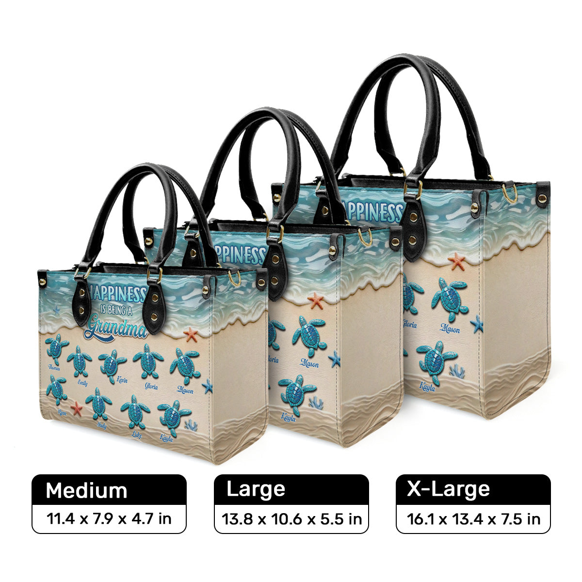 Happiness Is Being A Grandma - Personalized Leather Handbag
