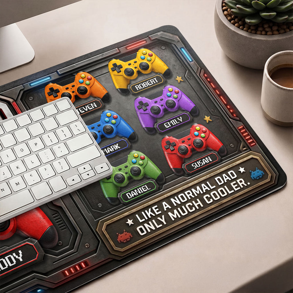Gamer Dad Much Cooler - Personalized Leather Desk Mat