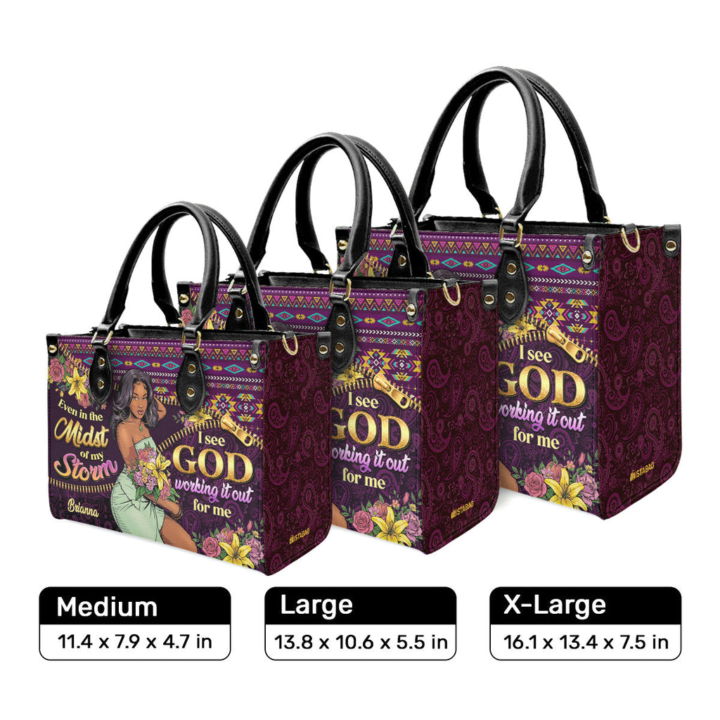 I See God Working It Out For Me - Personalized Leather Handbag
