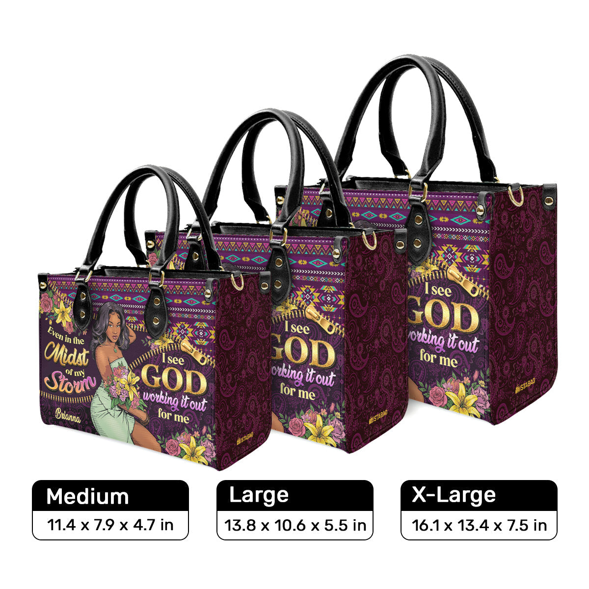 I See God Working It Out For Me - Personalized Leather Handbag