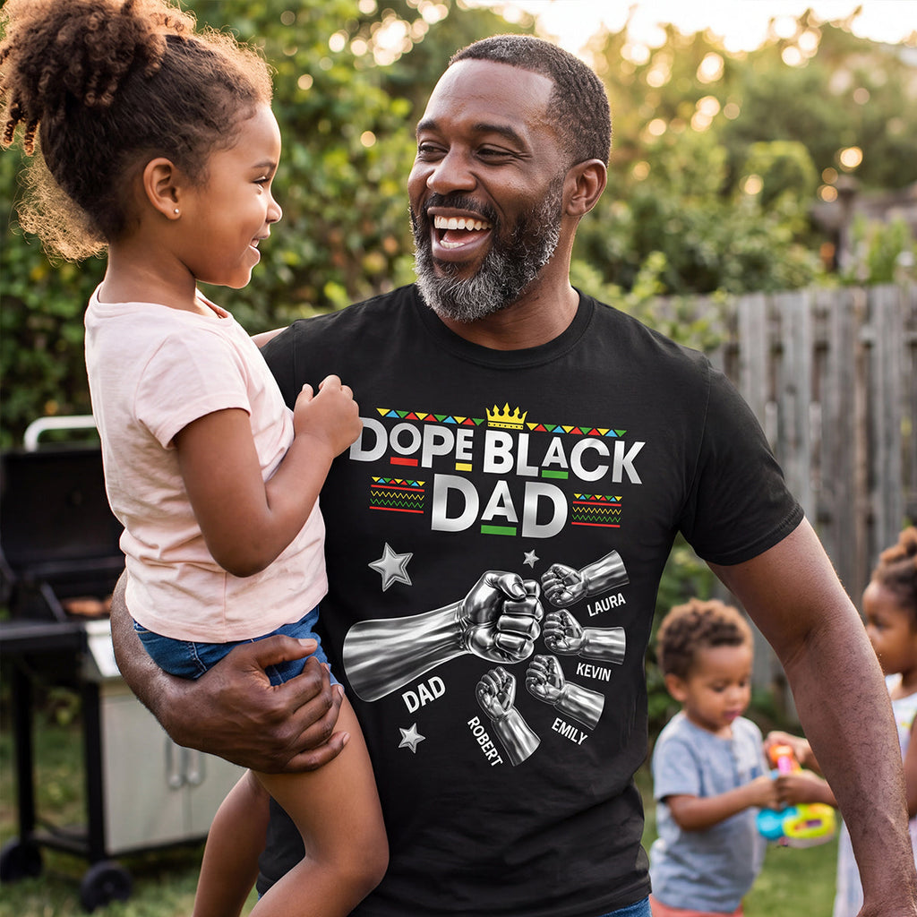 Dope Black Dad Fist Bump New Version Gift For Dad, Husband - Personalized 2D Unisex T-shirt
