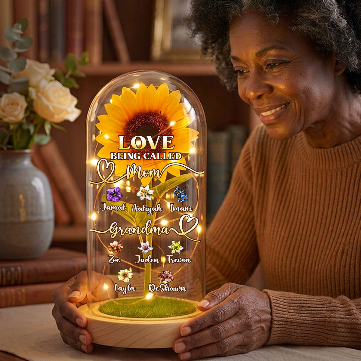 Love Being Called Grandma - Personalized Sunflower Dome Lamp