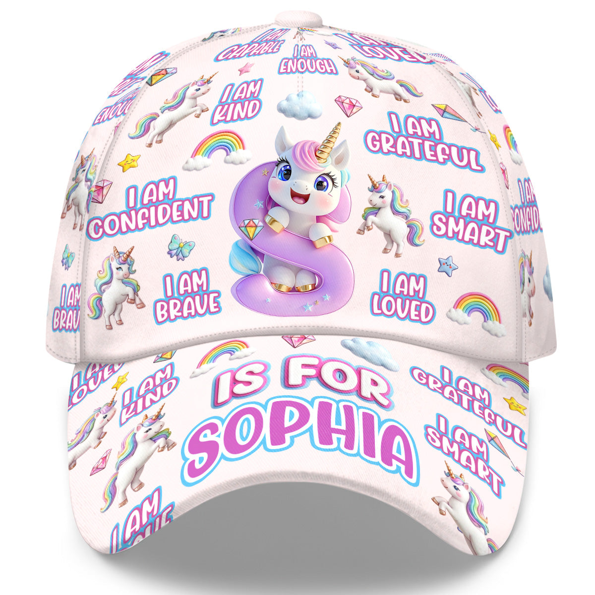 Unicorn Affirmation Custom Alphabet - Personalized Kid Classic Cap