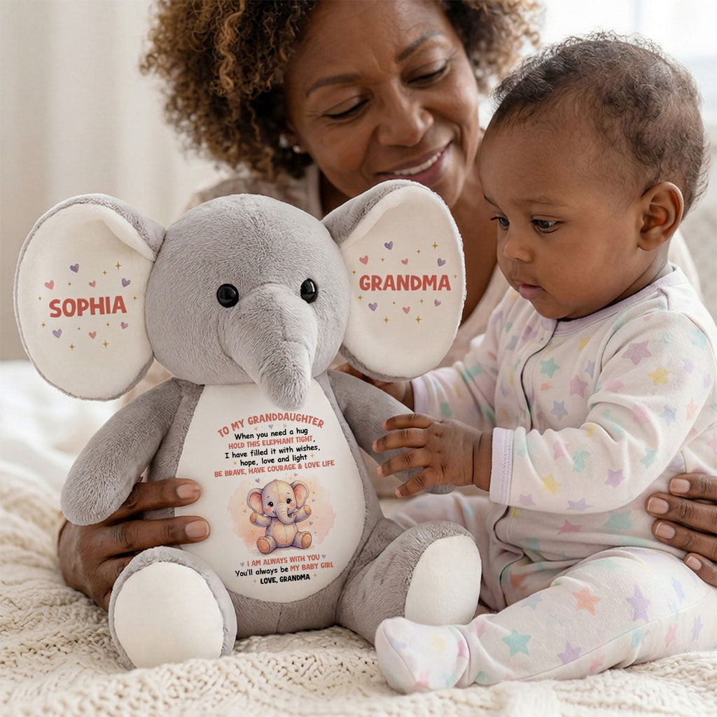 Be Brave, Have Courage & Love Life - Personalized Stuffed Elephant