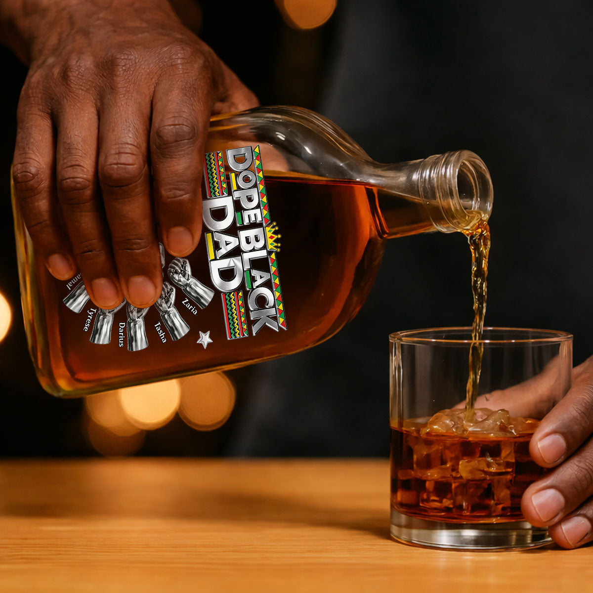 Dope Black Dad - Personalized Whiskey Bottle