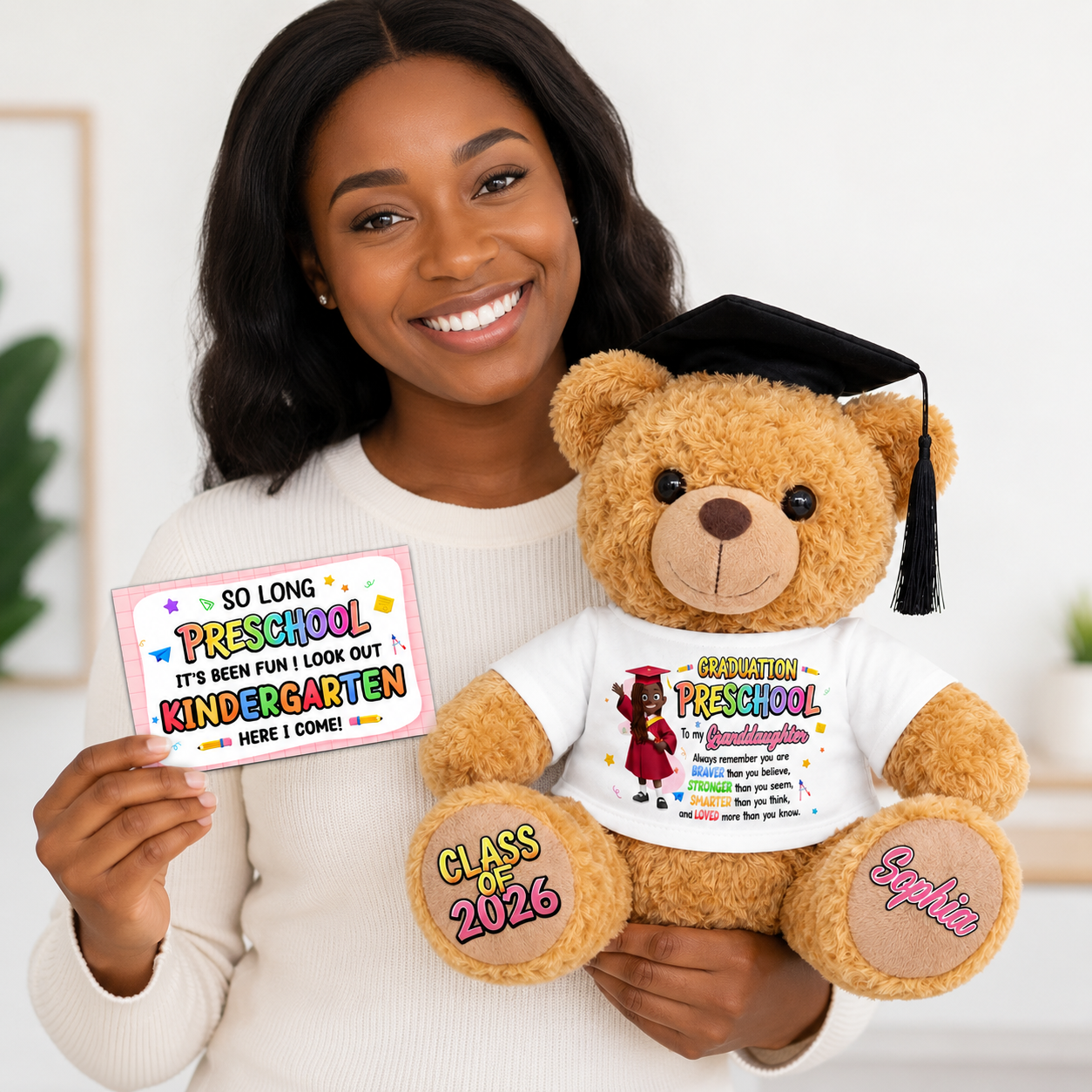 Preschool Kindergarten Graduation - Personalized Graduation Bear With Card