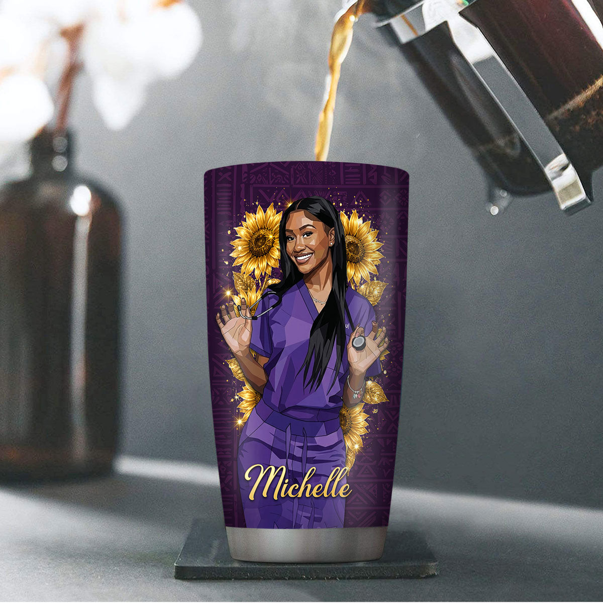 Living Her Best Life As A Nurse - Personalized Stainless Steel Tumbler