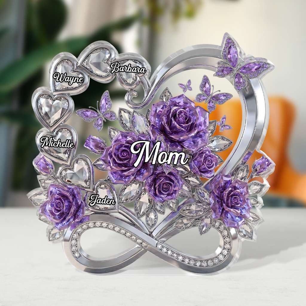 Heart Infinity With Roses - Personalized Custom Shaped Acrylic Plaque
