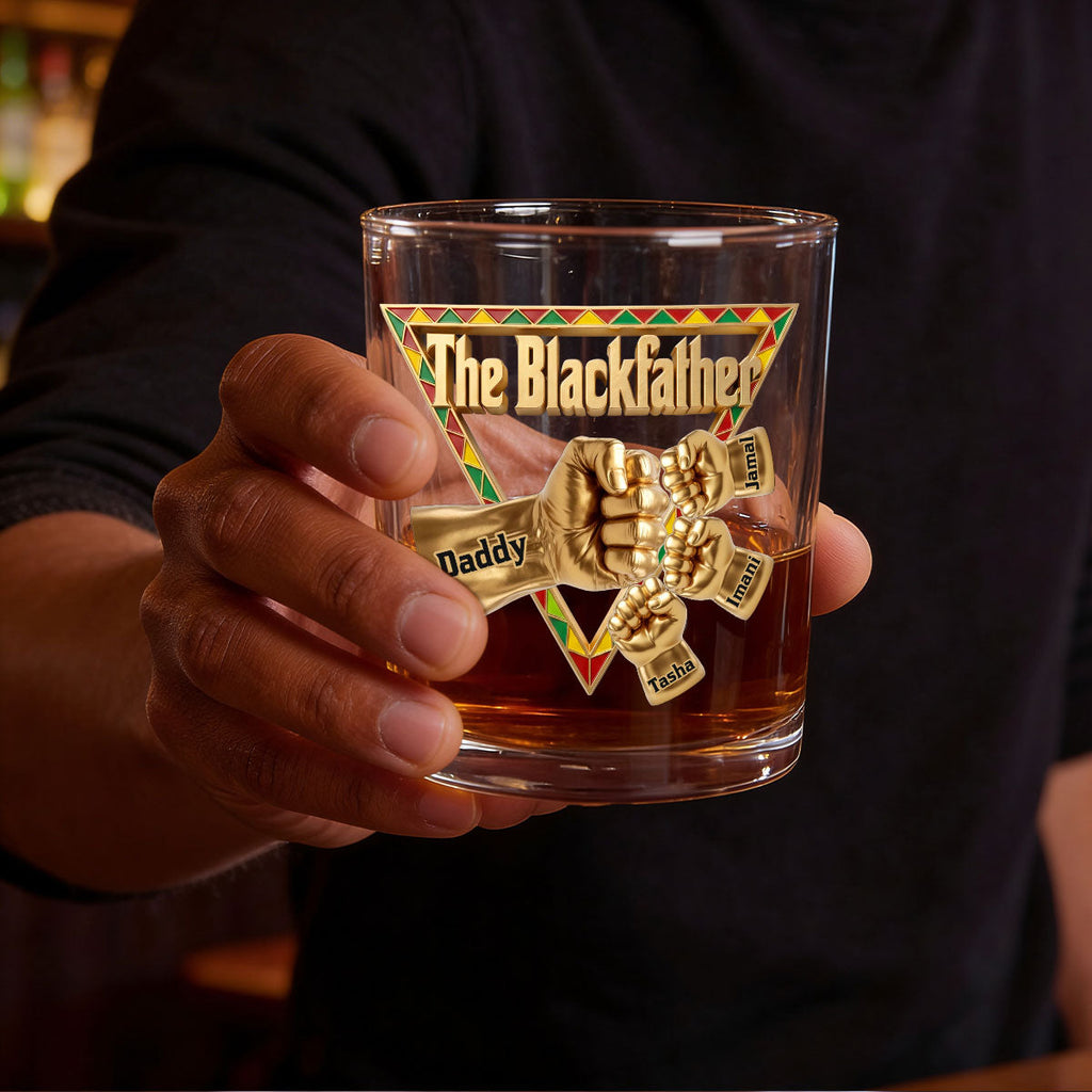 The Black Father - Personalized Round Whiskey Glass