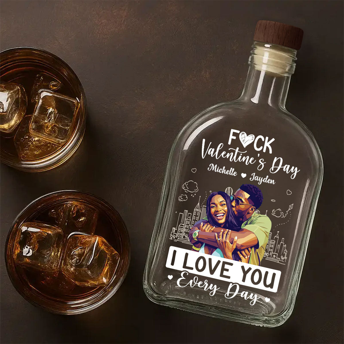 I Love You Everyday Art Ver - Personalized Whiskey Bottle