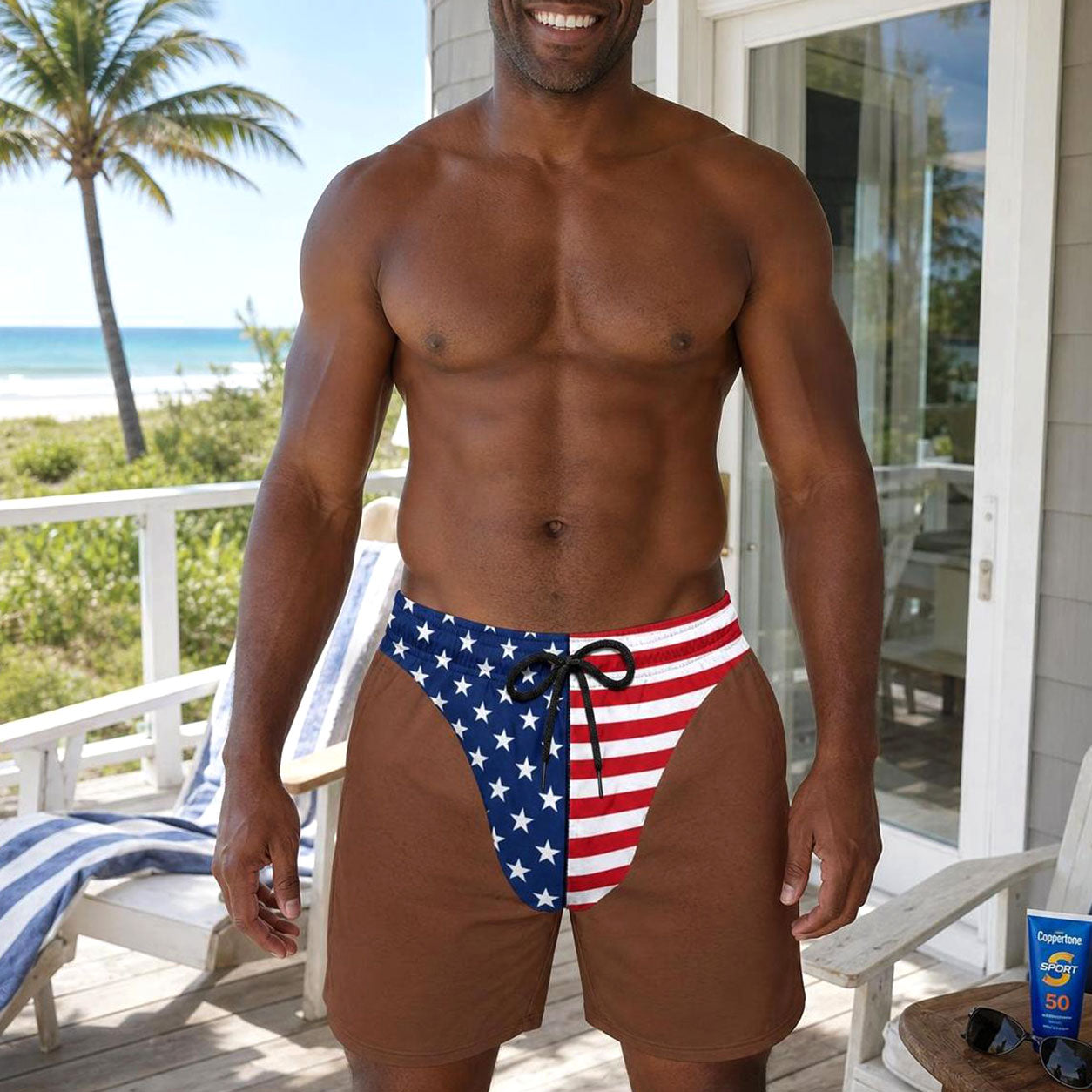 Freedom And Chill Summer Vacation And Travel Gifts For Men - Personalized Beach Shorts